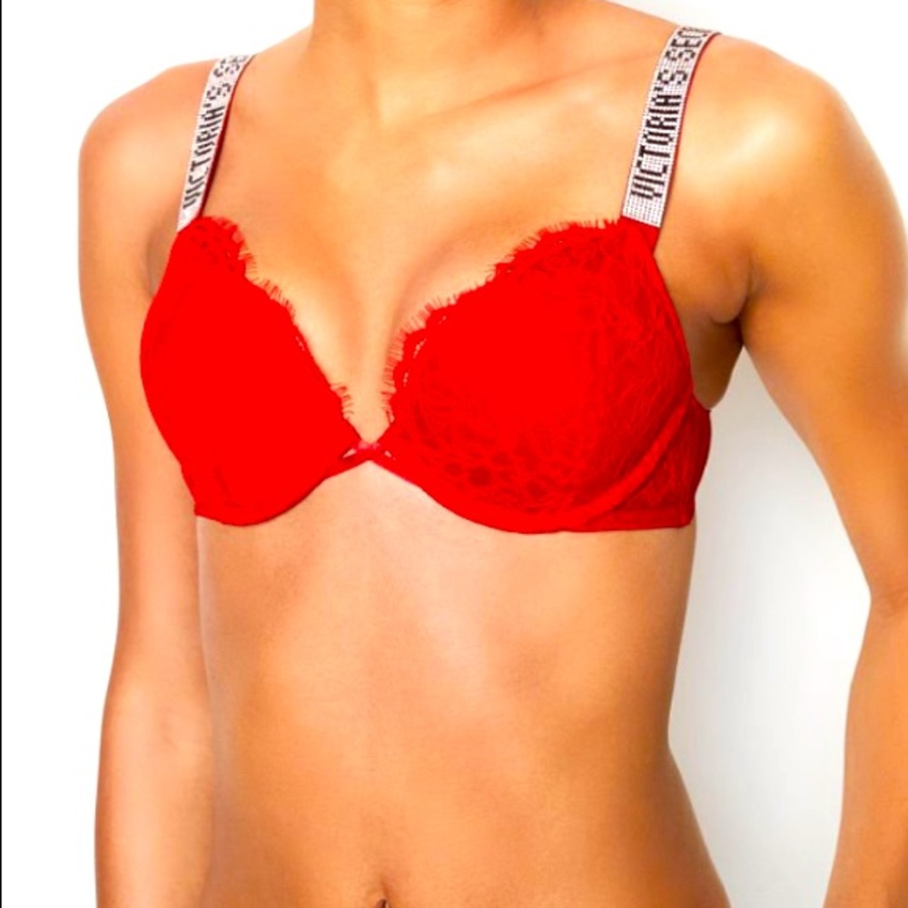 Victoria Secret red lace push up bra